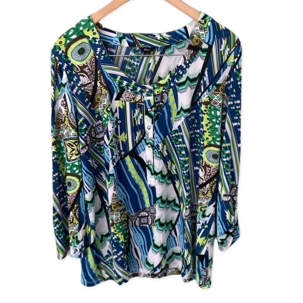 Milano Abstract Print Blouse Top Size XL